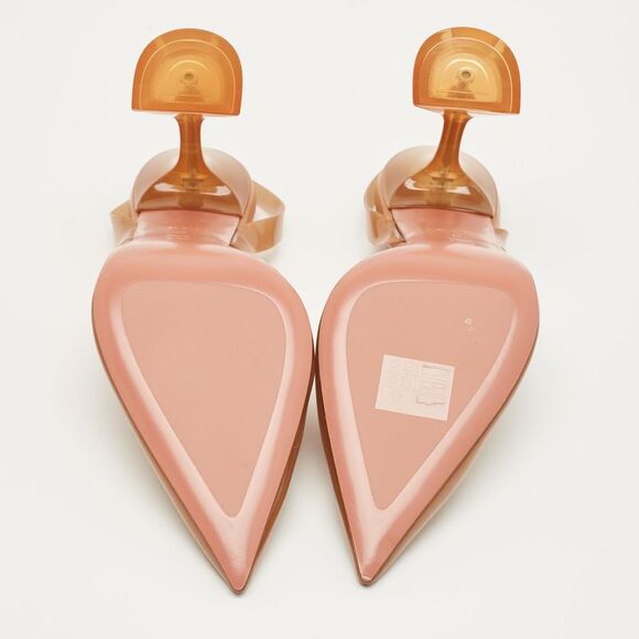 Amina Muaddi Brown Pvc Holli Glass Slingback Pumps Size 38 - Picture 6 of 7